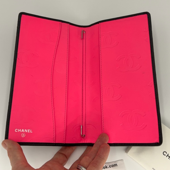 CHANEL Cambon Quilted Checkbook Wallet w/Bright Pink Interior and Entrupy COA - Picture 9 of 15